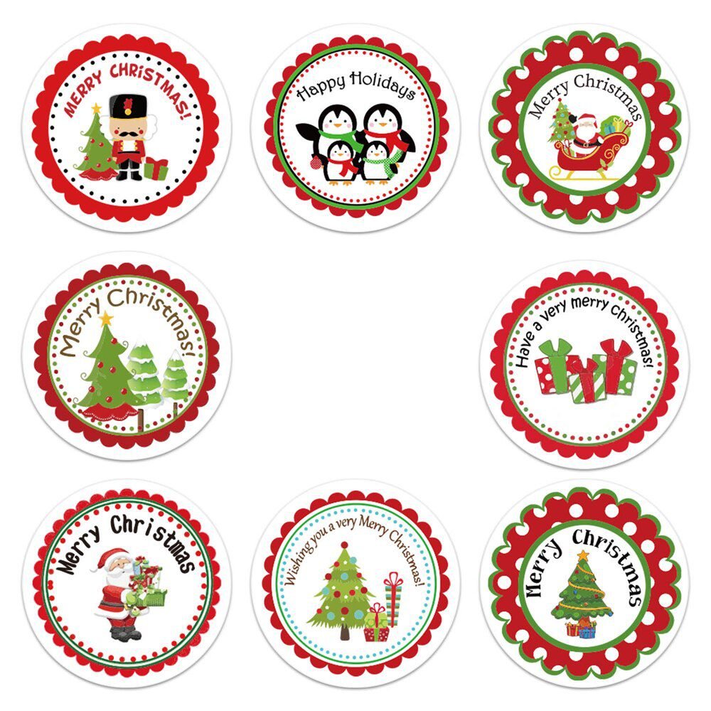 100-500pcs 6 Designs 1 Inch Christmas Theme Seal Labels Stickers For DIY Gift Baking Package Envelope Stationery Decoration