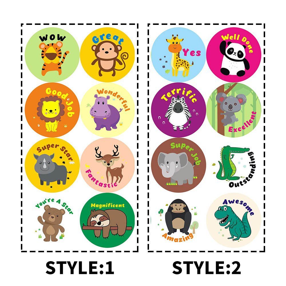 100-500PCS Reward Stickers for Kids Children Kindergarten School Encouragement Students Games Toy Animals Stationery Labels