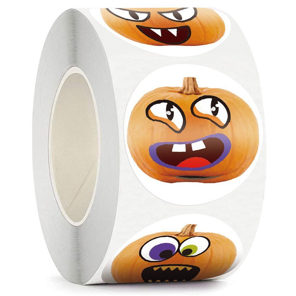 100-500pcsHalloween Pumpkin Ghost Round Handmade Packaging Sealing Label Sticker DIY Halloween Gift Stickers Halloween Decor