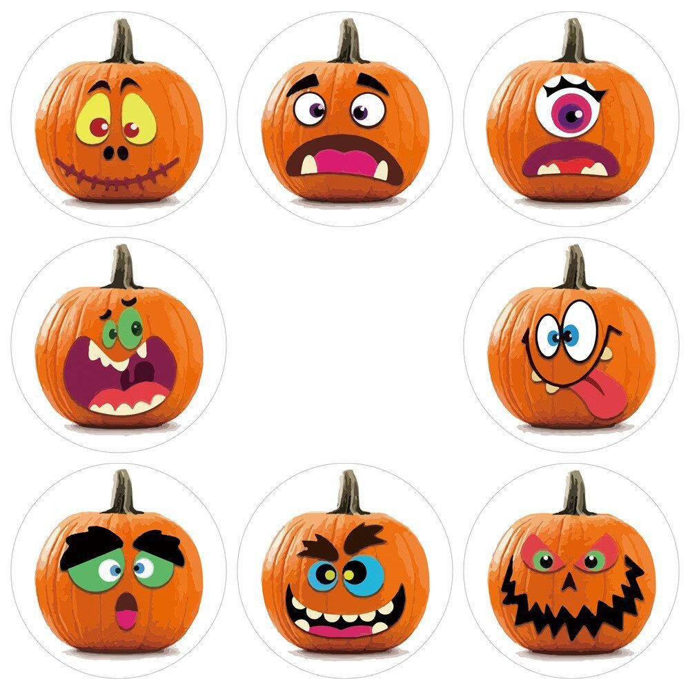 100-500pcsHalloween Pumpkin Ghost Round Handmade Packaging Sealing Label Sticker DIY Halloween Gift Stickers Halloween Decor