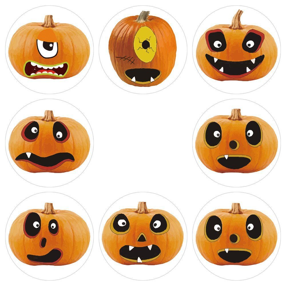 100-500pcsHalloween Pumpkin Ghost Round Handmade Packaging Sealing Label Sticker DIY Halloween Gift Stickers Halloween Decor