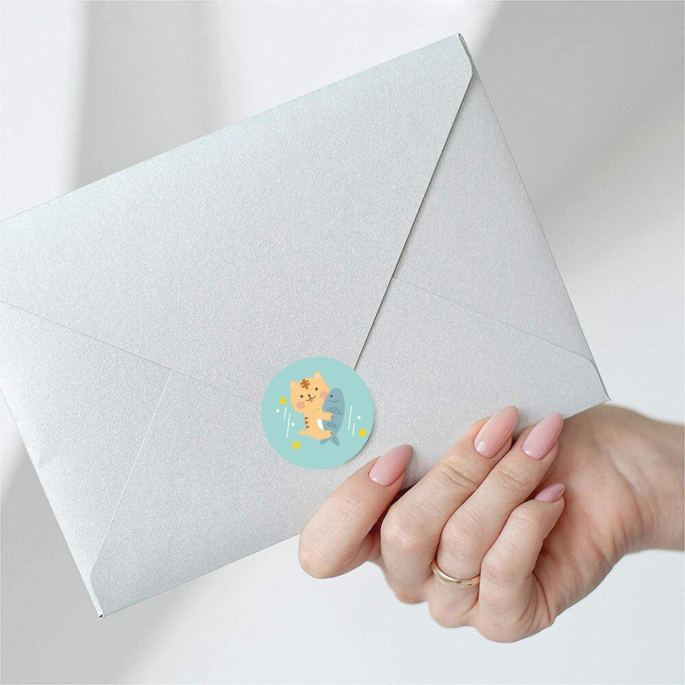 100-500pcs 1inch Cartoon Animal Children Sticker Label Thank You Cute Toy Game Sticker DIY Gift Sealing Label Decoration Supp