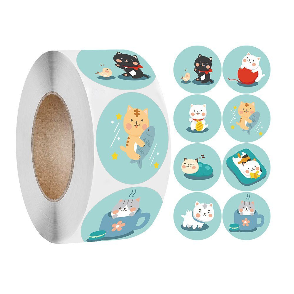 100-500pcs 1inch Cartoon Animal Children Sticker Label Thank You Cute Toy Game Sticker DIY Gift Sealing Label Decoration Supp