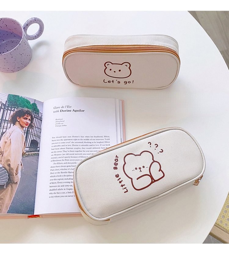 Mr.paper 4 Styles Kawaii Bear Pencil Bags Cartoon Cute Simple Pencil Cases Student School Supplies Stationery Pencil Bags