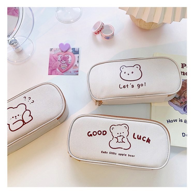 Mr.paper 4 Styles Kawaii Bear Pencil Bags Cartoon Cute Simple Pencil Cases Student School Supplies Stationery Pencil Bags