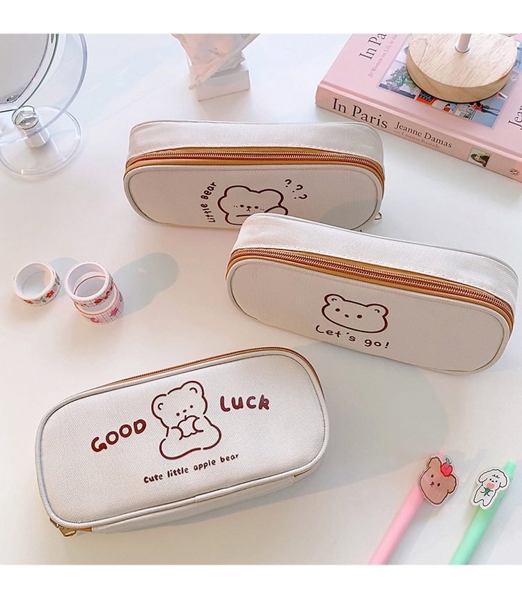 Mr.paper 4 Styles Kawaii Bear Pencil Bags Cartoon Cute Simple Pencil Cases Student School Supplies Stationery Pencil Bags