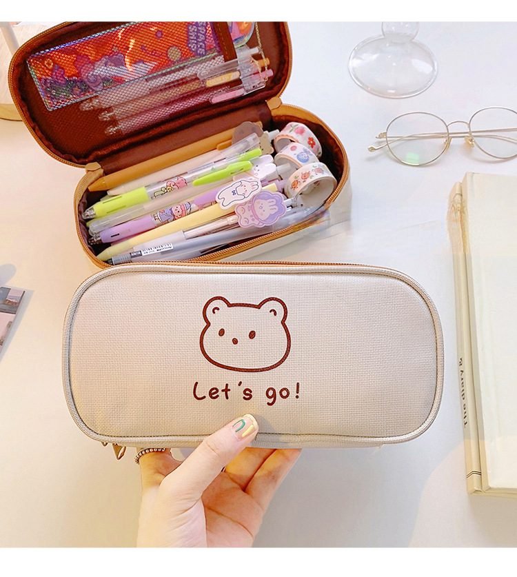 Mr.paper 4 Styles Kawaii Bear Pencil Bags Cartoon Cute Simple Pencil Cases Student School Supplies Stationery Pencil Bags