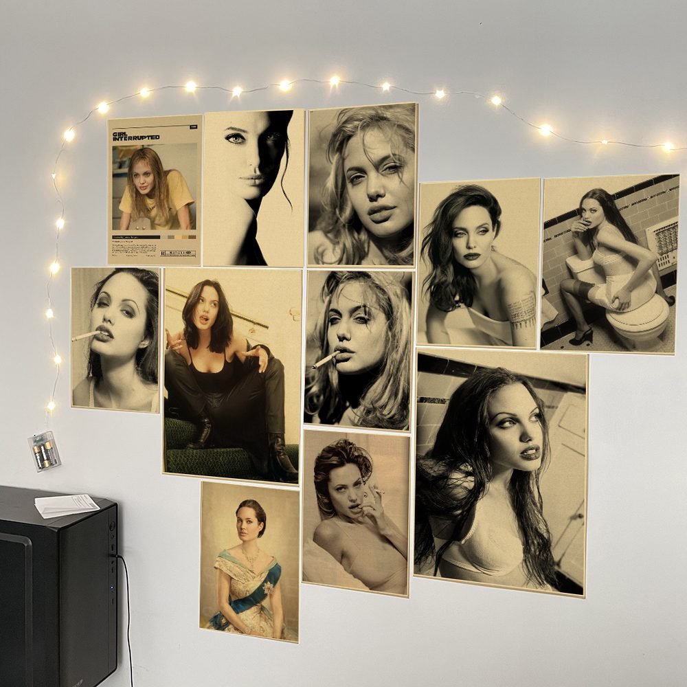 Angelina Jolie Vintage Poster Kraft Paper Prints and Posters Home Room Bar Cafe Movie Theater Decor Aesthetic Art Wall Painting