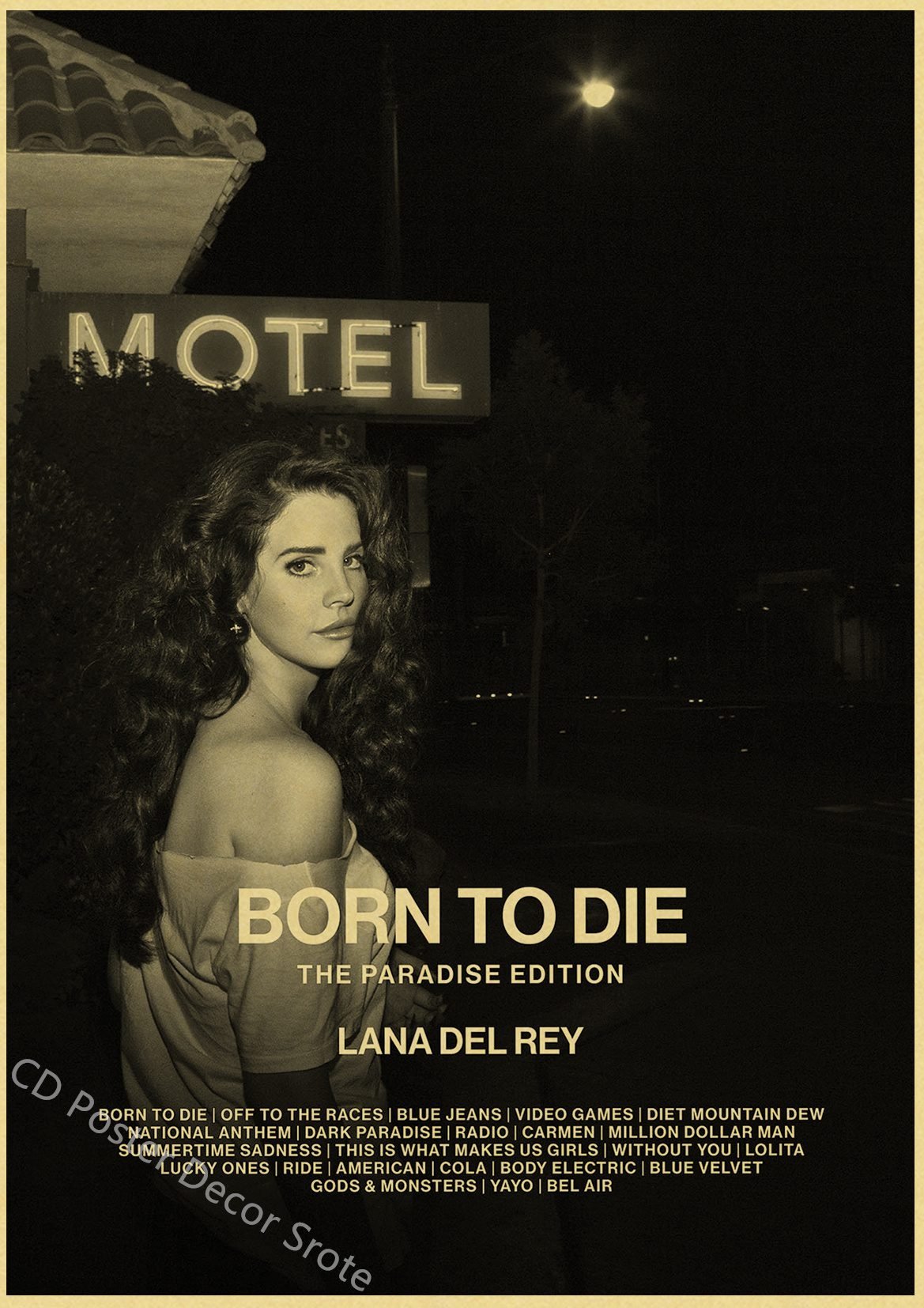 Singer Lana Del Rey Poster Retro Kraft Paper Prints and Posters Home Room Bar Cafe Decor Born To Die Art Wall Painting Picture