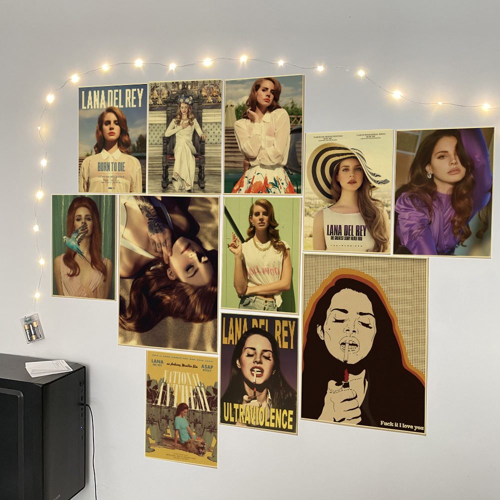 Singer Lana Del Rey Poster Retro Kraft Paper Prints and Posters Home Room Bar Cafe Decor Born To Die Art Wall Painting Picture