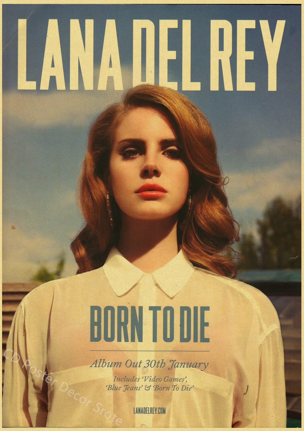 Singer Lana Del Rey Poster Retro Kraft Paper Prints and Posters Home Room Bar Cafe Decor Born To Die Art Wall Painting Picture