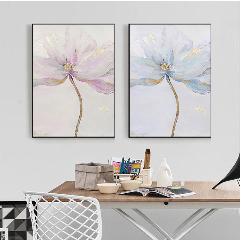 Scandinavian Flower Canvas Art Abstract Painting Print Feather Decoration Picture for Living Room Nordic Home Decor Wall Poster