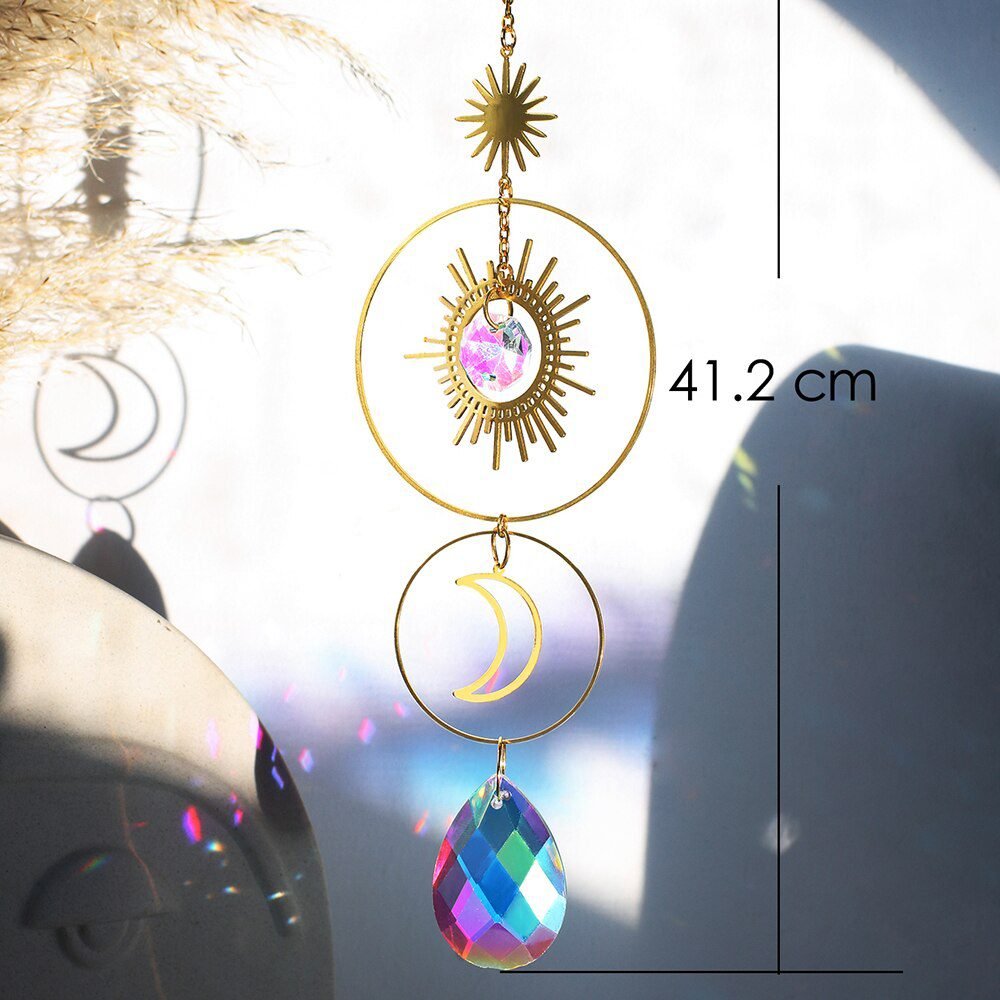 Crystal Wind Chimes Dream Catcher Stained Glass Sun Catcher Prism Rainbow Maker Window Garden Decoration Outdoor Christmas Gift