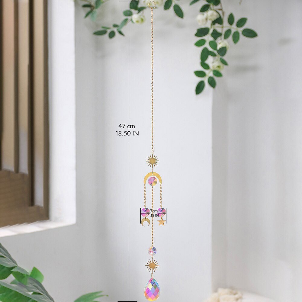 Crystal Wind Chimes Dream Catcher Stained Glass Sun Catcher Prism Rainbow Maker Window Garden Decoration Outdoor Christmas Gift