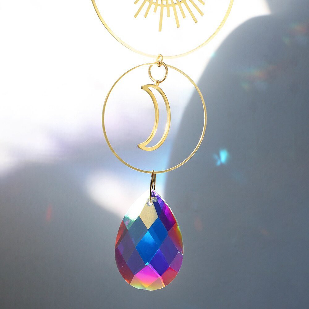 Crystal Wind Chimes Dream Catcher Stained Glass Sun Catcher Prism Rainbow Maker Window Garden Decoration Outdoor Christmas Gift