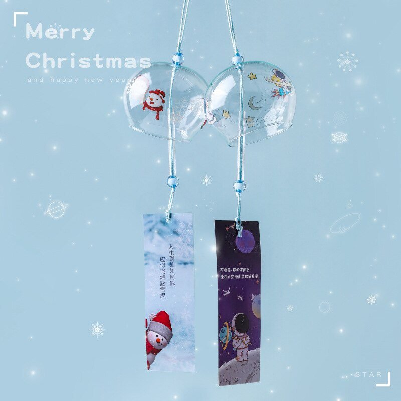 1PC Japanese Wind Bell Japan Wind Chimes Handmade Glass Furin Home Decors Spa Kitchen Office Decor Sakura Cherry Blossom Pattern