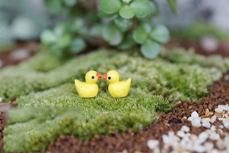 5 Pcs Cute Yellow Duck Miniature Figurine Ornaments Micro Landscape Decoration Accessories Simulated Animal Resin Charms Crafts