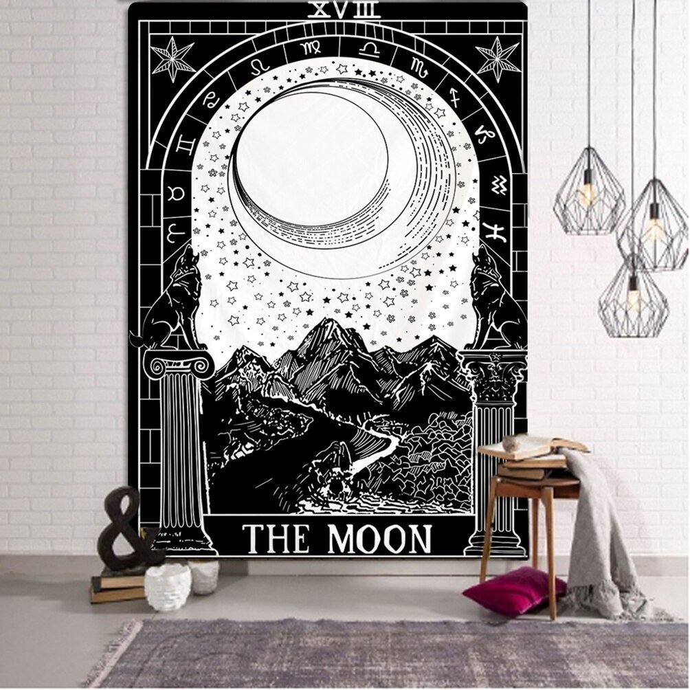 Mandala Tapestry White Black Sun And Moon Tapestry Wall Hanging Tarot Hippie Wall Rugs Dorm Decor Blanket
