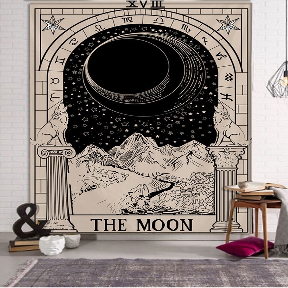 Mandala Tapestry White Black Sun And Moon Tapestry Wall Hanging Tarot Hippie Wall Rugs Dorm Decor Blanket