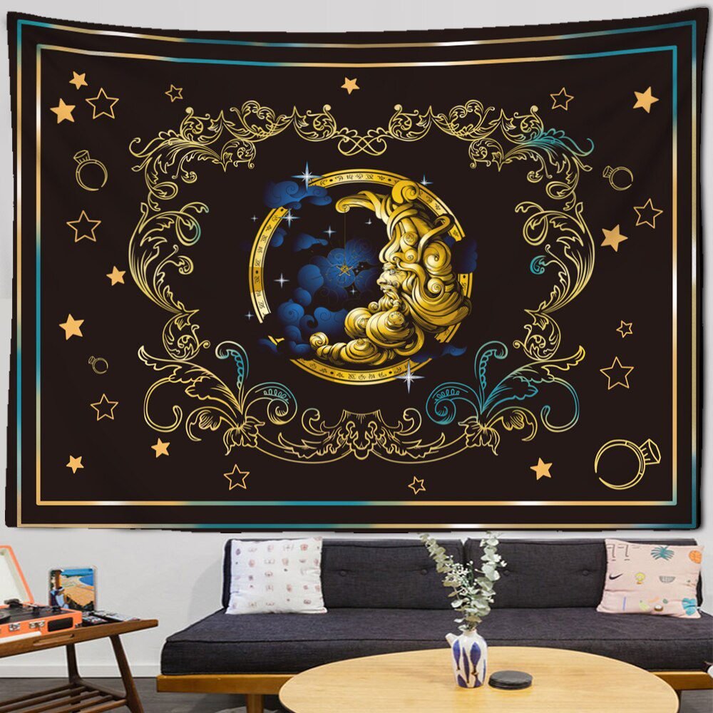 Mandala Tapestry White Black Sun And Moon Tapestry Wall Hanging Tarot Hippie Wall Rugs Dorm Decor Blanket