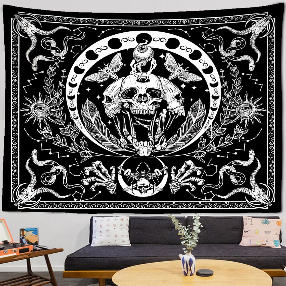 Mandala Tapestry White Black Sun And Moon Tapestry Wall Hanging Tarot Hippie Wall Rugs Dorm Decor Blanket