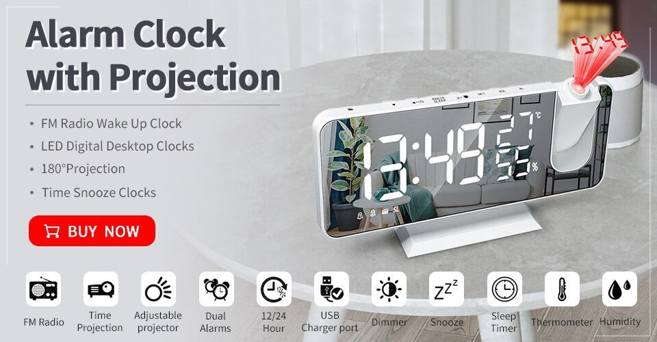 Music LED Digital Alarm Clock Voice Control Temperature Humidity Display Desktop Clocks Home Table Decoration Built-in 1200mAh