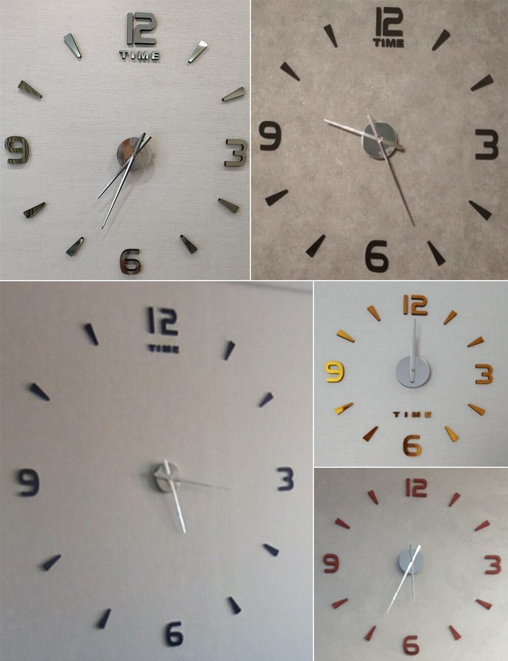 Large Wall Clock Quartz 3D DIY Big Watch Decorative Kitchen Clocks Acrylic Mirror Sticker Oversize Wall Clocks Home Letter Decor