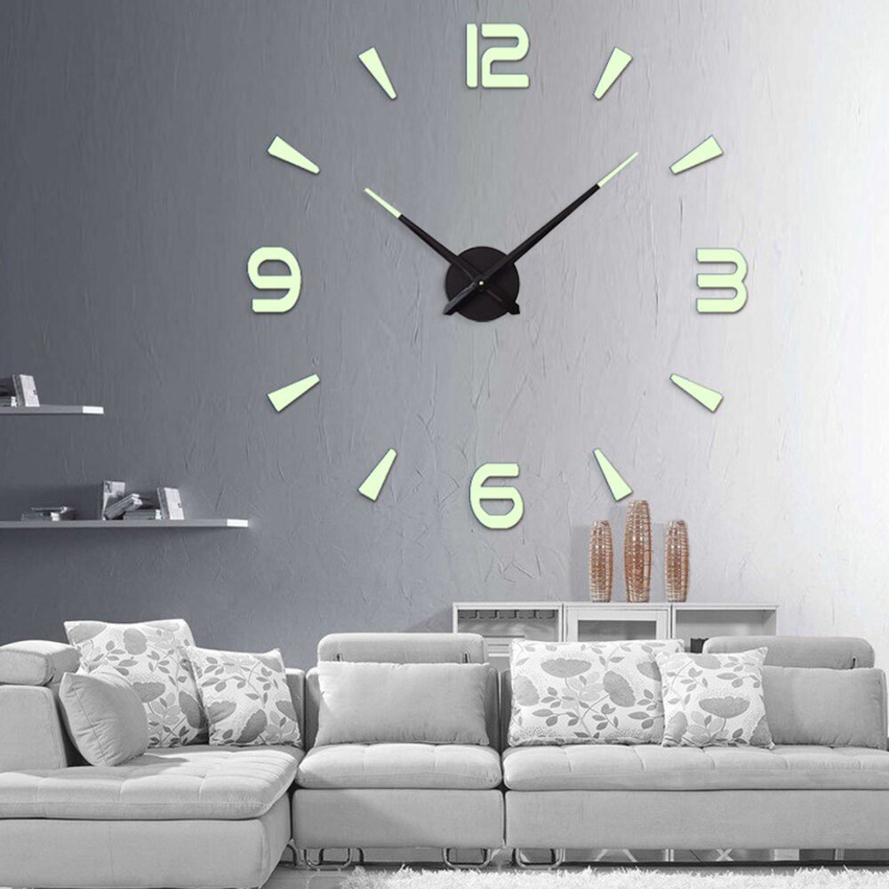 Large Wall Clock Quartz 3D DIY Big Watch Decorative Kitchen Clocks Acrylic Mirror Sticker Oversize Wall Clocks Home Letter Decor
