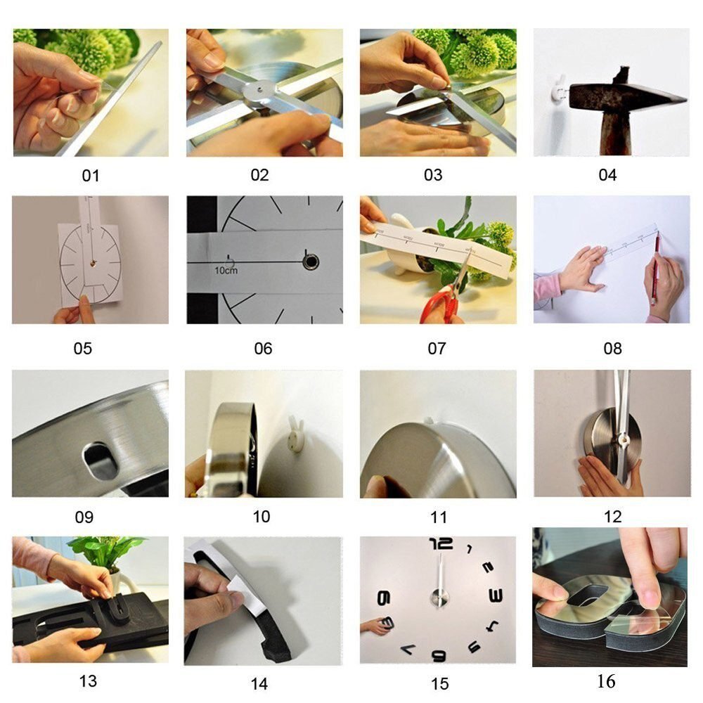 Large Wall Clock Quartz 3D DIY Big Watch Decorative Kitchen Clocks Acrylic Mirror Sticker Oversize Wall Clocks Home Letter Decor