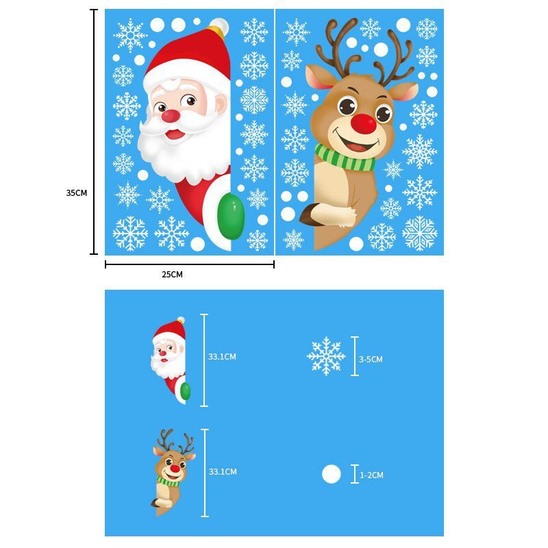 Christmas Window Stickers Santa Claus Snowflake DIY Wall Decal 2022 Christmas Decorations For Home New Year Ornaments Gift 2023