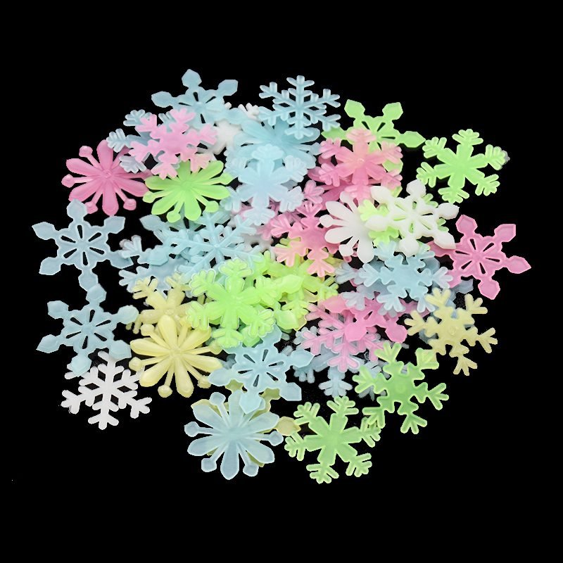 50Pcs Luminous Snowflake Wall Stickers Glow In The Dark Decal for Kids Baby Rooms Bedroom Christmas Home Decoration Navidad 2022