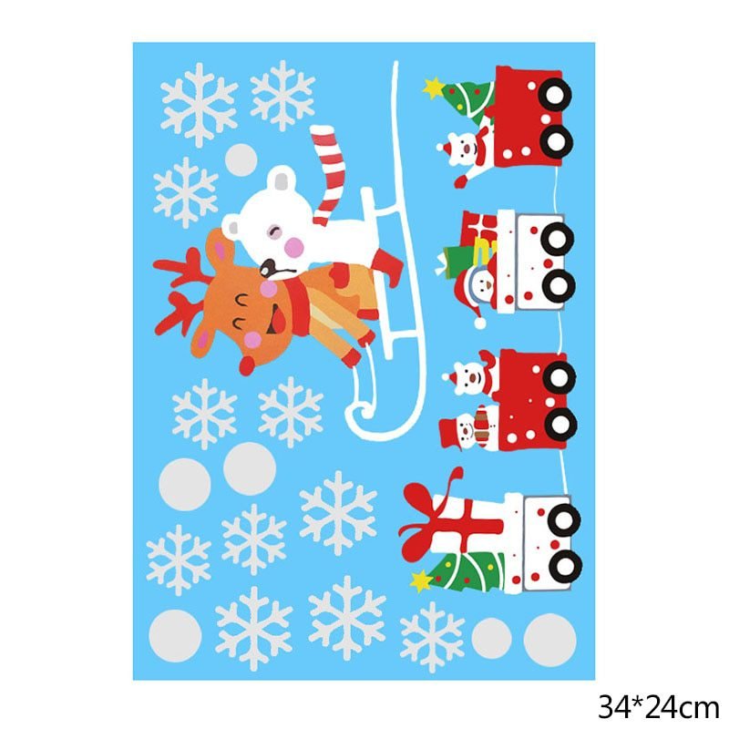 1 Sheet Merry Christmas Snowflake Snowman Window Sticker Christmas Wall Stickers Kids Room Wall Decals