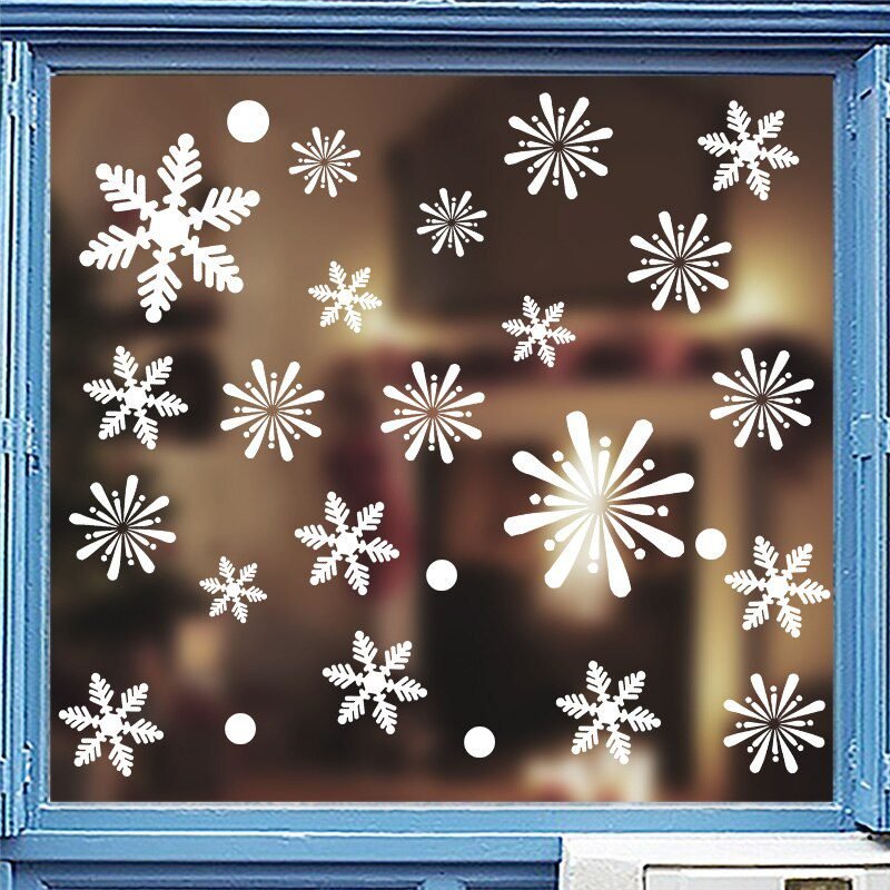 1 Sheet Merry Christmas Snowflake Snowman Window Sticker Christmas Wall Stickers Kids Room Wall Decals
