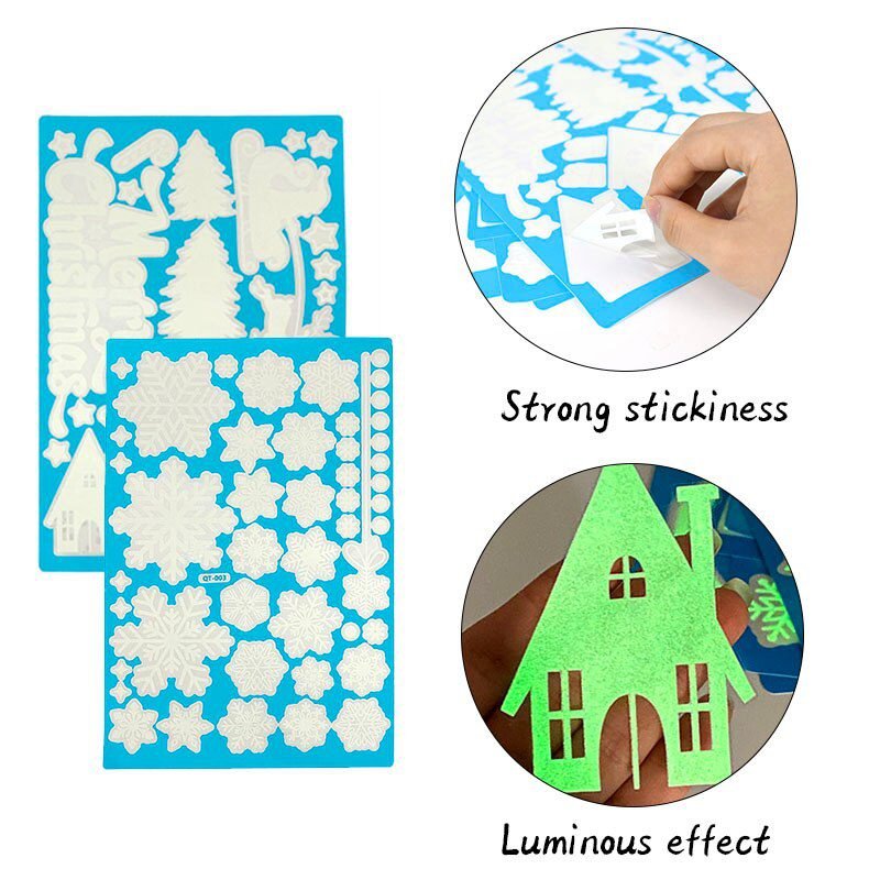 1 Sheet Merry Christmas Snowflake Snowman Window Sticker Christmas Wall Stickers Kids Room Wall Decals