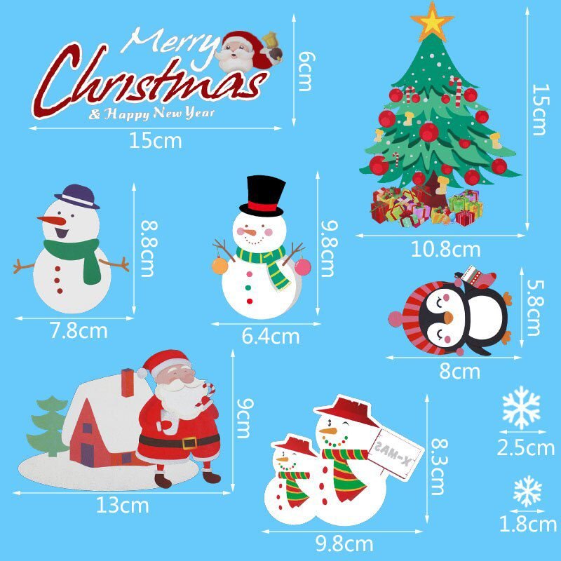 1 Sheet Merry Christmas Snowflake Snowman Window Sticker Christmas Wall Stickers Kids Room Wall Decals