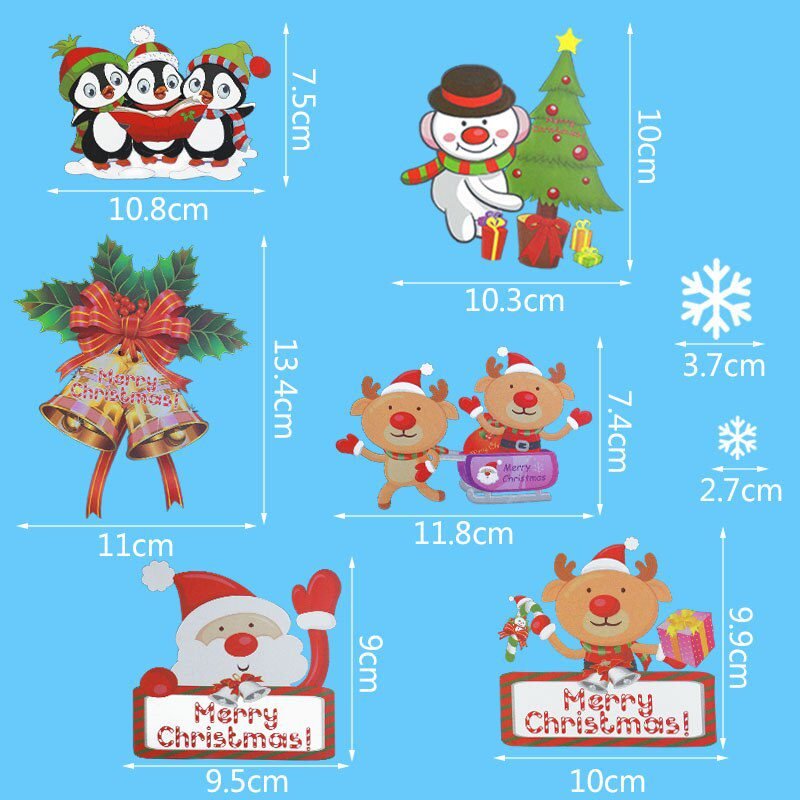 1 Sheet Merry Christmas Snowflake Snowman Window Sticker Christmas Wall Stickers Kids Room Wall Decals