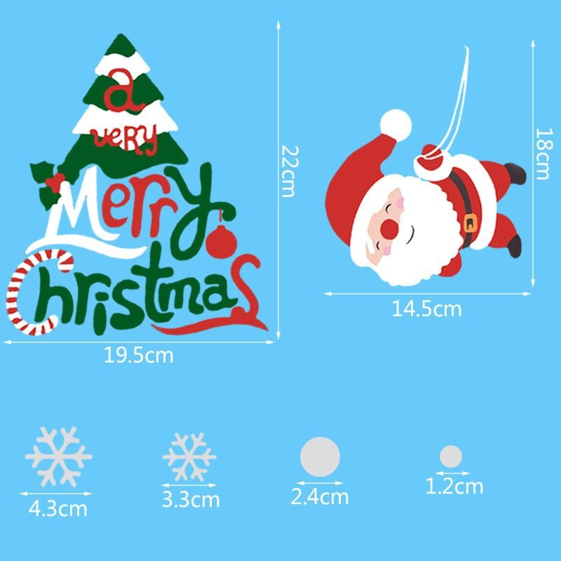 1 Sheet Merry Christmas Snowflake Snowman Window Sticker Christmas Wall Stickers Kids Room Wall Decals