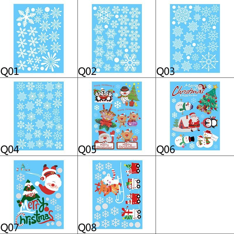1 Sheet Merry Christmas Snowflake Snowman Window Sticker Christmas Wall Stickers Kids Room Wall Decals