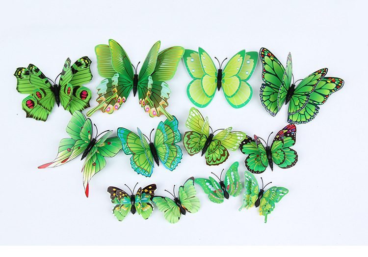 12pcs 3D Double Layer Butterflies Wall Stickers Living Room Decor Wedding Kids Room Decoration DIY Wall Art Magnet Stickers