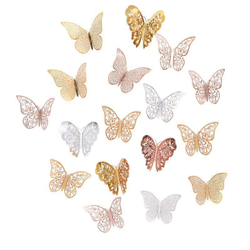12Pcs 3D Hollow Butterfly Wall Sticker For Home Decoration DIY Wall Stickers For Kids Rooms Party Wedding Decor Butterfly Fridge