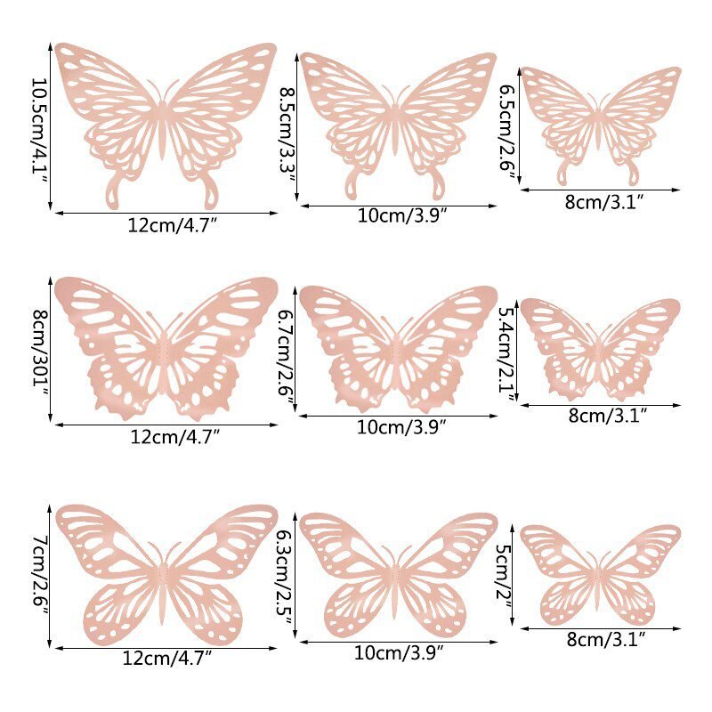 12Pcs 3D Hollow Butterfly Wall Sticker DIY Art Kids Room Home Wall Decals Wedding Birthday Party Butterfly Decoration Fridge