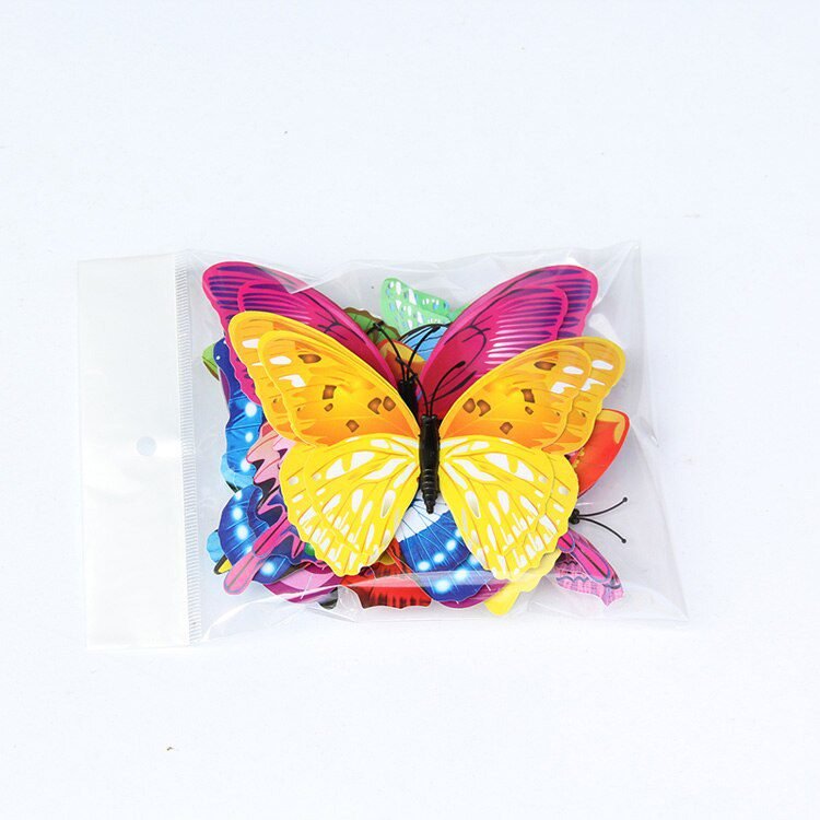 12Pcs Mixed Color Double Layer Butterfly 3D Wall Sticker For Wedding Decoration Magnet Butterflies Fridge Decals Home Room Decor