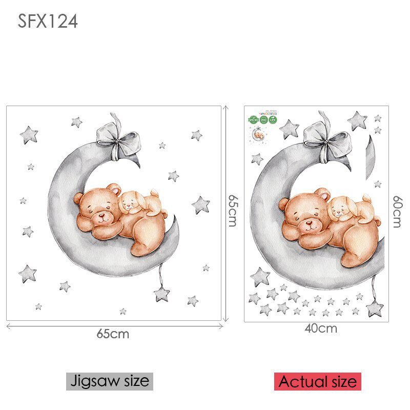 Elephant Giraffe Wall Stickers For Kids Rooms Wall Decorative Vinyl Animal Pattern Moon Child Wall Stickers For Children's Room