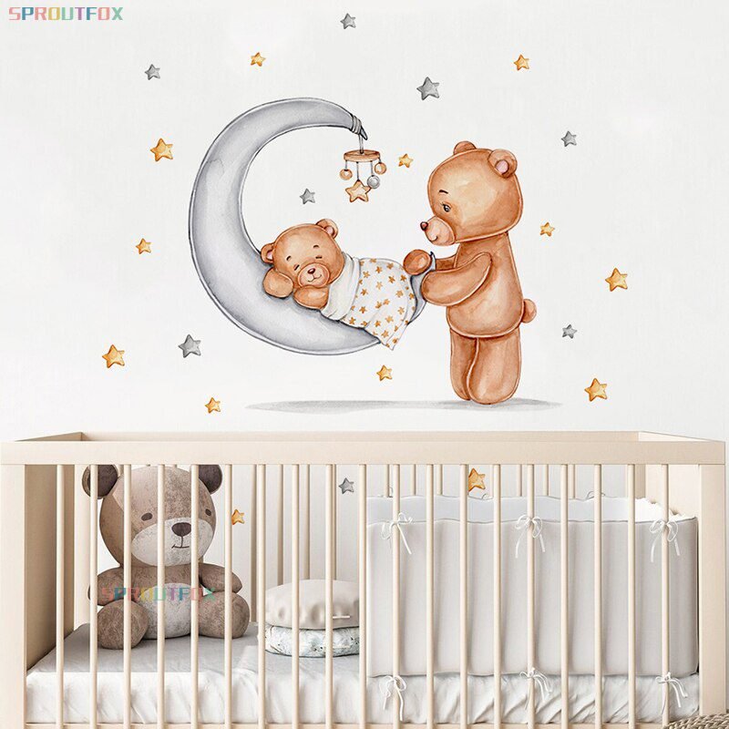 Elephant Giraffe Wall Stickers For Kids Rooms Wall Decorative Vinyl Animal Pattern Moon Child Wall Stickers For Children's Room