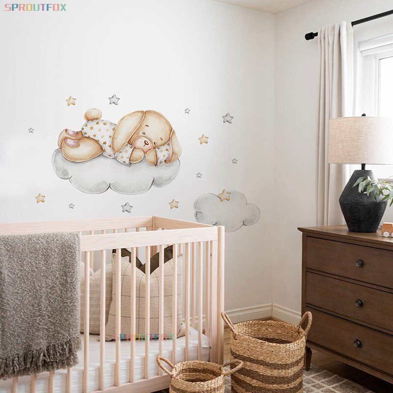 Elephant Giraffe Wall Stickers For Kids Rooms Wall Decorative Vinyl Animal Pattern Moon Child Wall Stickers For Children's Room