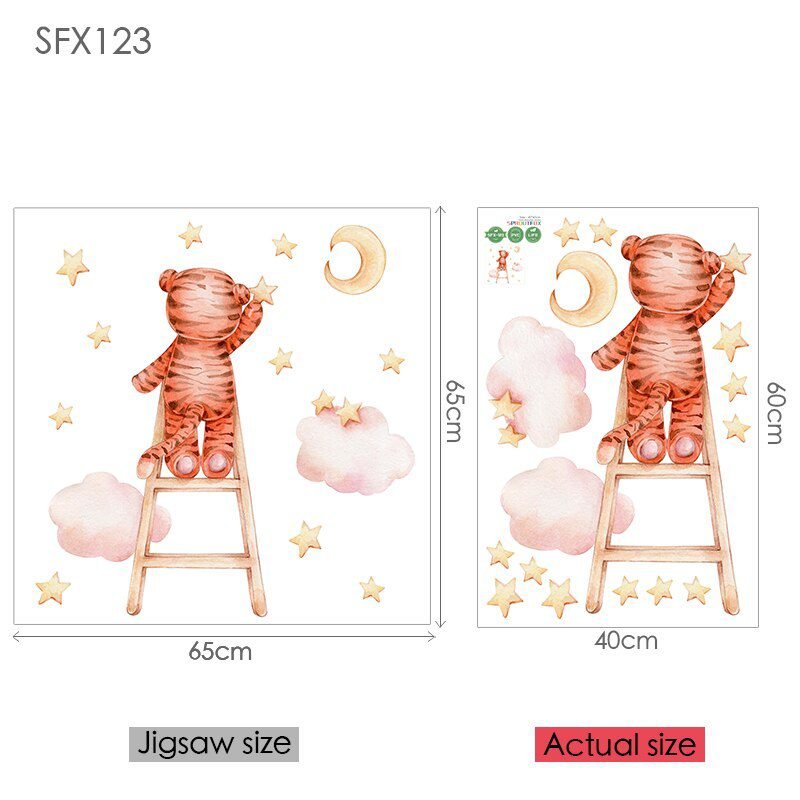 Elephant Giraffe Wall Stickers For Kids Rooms Wall Decorative Vinyl Animal Pattern Moon Child Wall Stickers For Children's Room