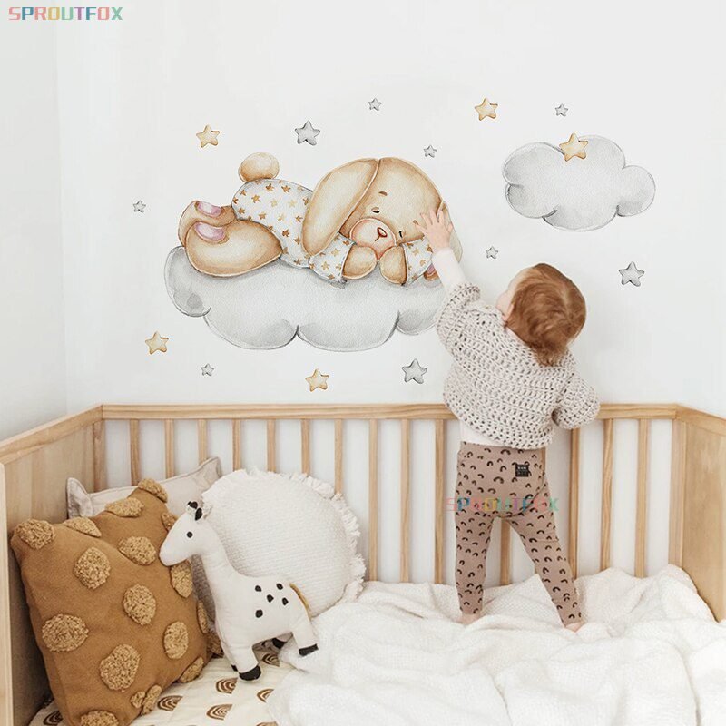 Elephant Giraffe Wall Stickers For Kids Rooms Wall Decorative Vinyl Animal Pattern Moon Child Wall Stickers For Children's Room