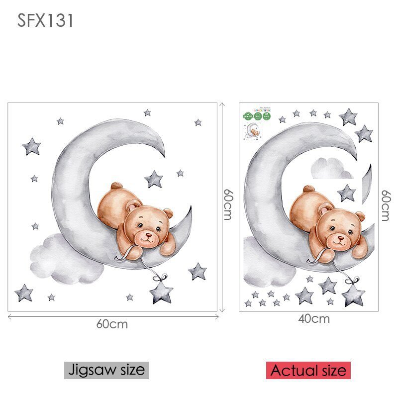 Elephant Giraffe Wall Stickers For Kids Rooms Wall Decorative Vinyl Animal Pattern Moon Child Wall Stickers For Children's Room