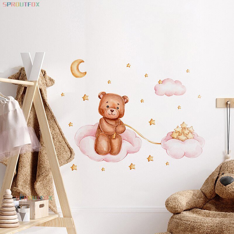 Elephant Giraffe Wall Stickers For Kids Rooms Wall Decorative Vinyl Animal Pattern Moon Child Wall Stickers For Children's Room