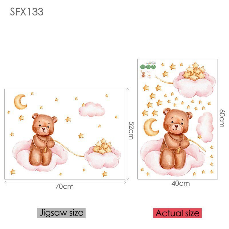 Elephant Giraffe Wall Stickers For Kids Rooms Wall Decorative Vinyl Animal Pattern Moon Child Wall Stickers For Children's Room